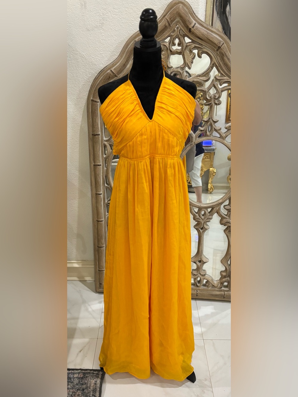 Gianni Bini Bright Yellow Halter Backless Maxi Dress